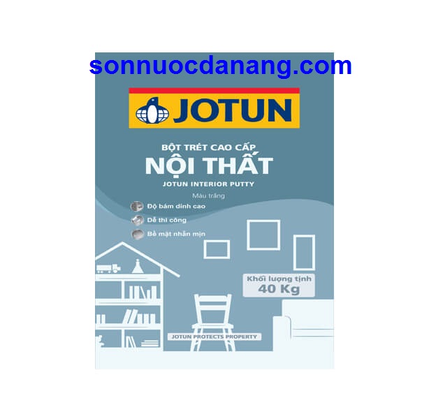 Bột trét tường Jotun nội thất tại Đà Nẵng, Hồ Chí Minh, Hà Nội là loại bột trét dùng để tạo phẳng, che lấp các lỗ nhỏ hoặc các khiếm khuyết khác của bề mặt tường, hồ vữa và bê tông (nội thất) trước khi sơn lớp lót và sơn phủ hoàn thiện