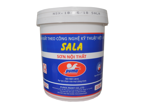 Sơn nội thất Puma SaLa tại Đà Nẵng, Hồ Chí Minh, Hà Nội Là loại sơn hệ Acrylic phủ trong nhà,đã hoàn toàn nhiệt đới hóa,rất phù hợp với khí hậu nóng ẩm của Việt Nam. Dùng để sơn phủ trang trí trong nhà,sau khi đã làm phẳng tường bằng mastic PUMA (dẻo/bột),phù hợp với nhiều loại bề mặt của tất cả các công trình xây dựng dân dụng và công nghiệp.